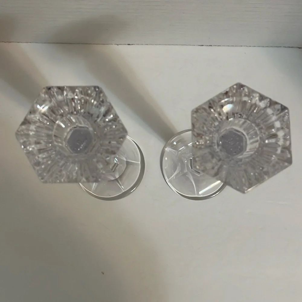 Marquis by Waterford crystal glass candleholders set of two clear heavy crystal
